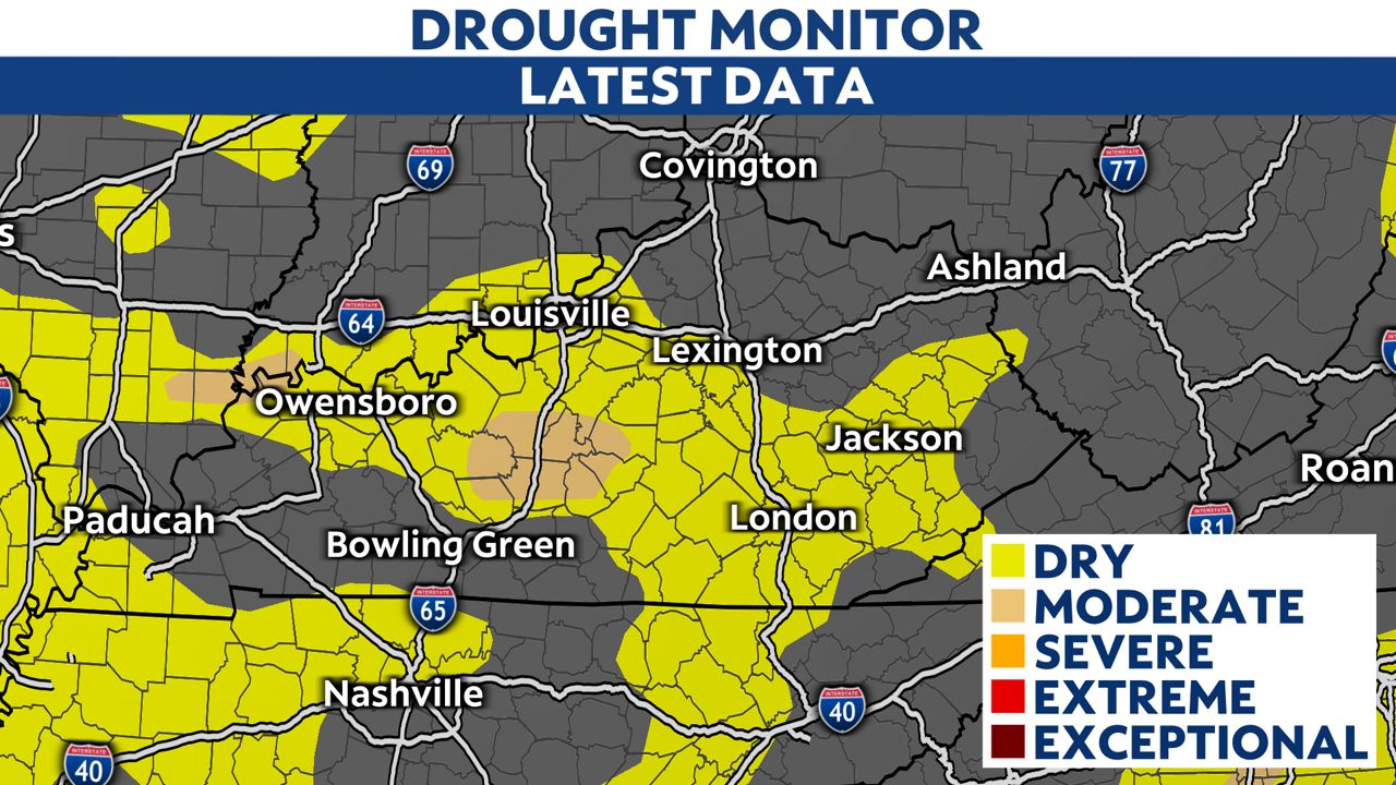 Parts of Kentucky in a drought with limited rainfall